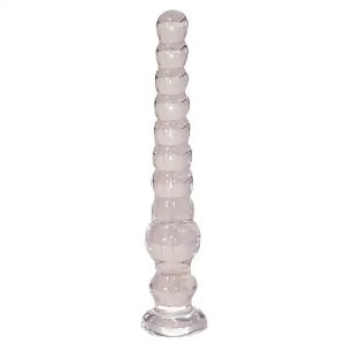 10.2-inch Crystal Anos Acrylic Butt Plug with Graduating Beads