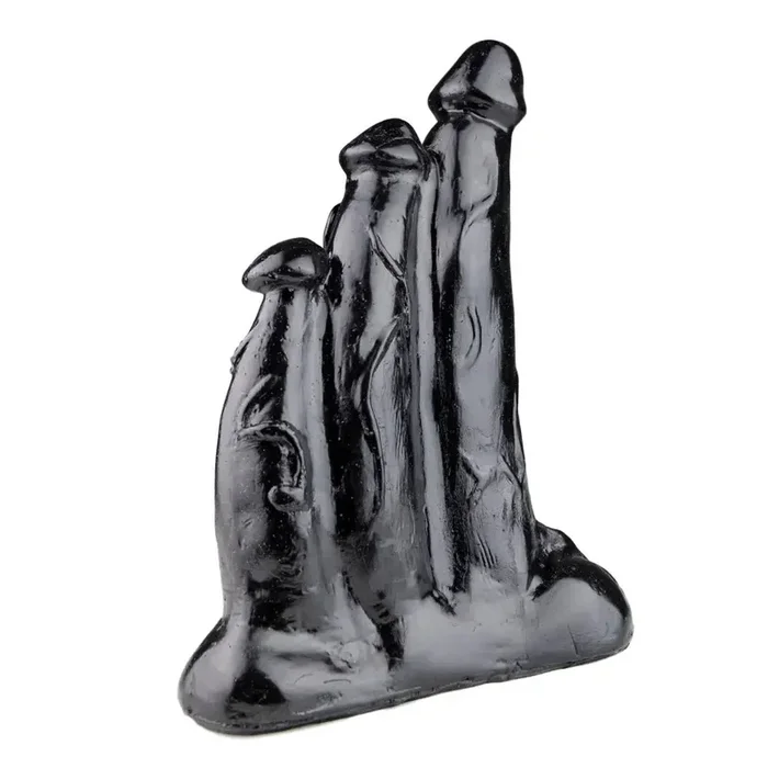 10-inch Large Triple Penetration Black Dildo