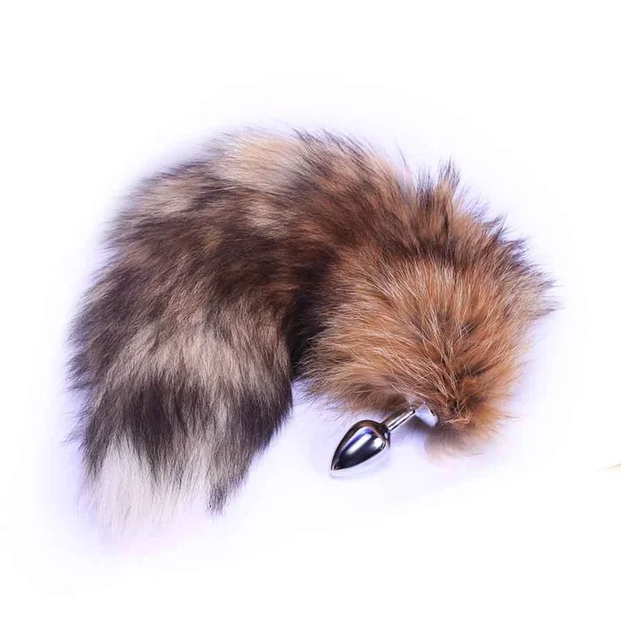 14″ Brown Fox Tail Alloy Chrome Butt Plug
