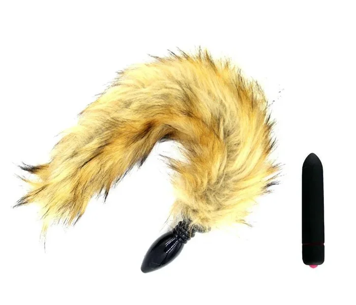 14″ Yellow Fox Tail with Silicone Plug