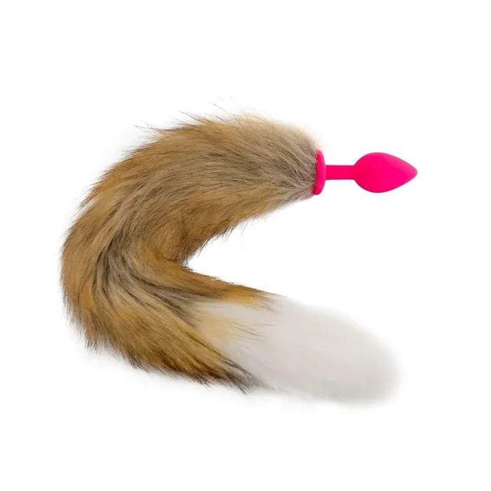 18″ Brown with White Fox Tail Silicone Plug