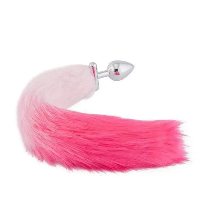 18″ Shapeable White With Pink Fox Tail Plug
