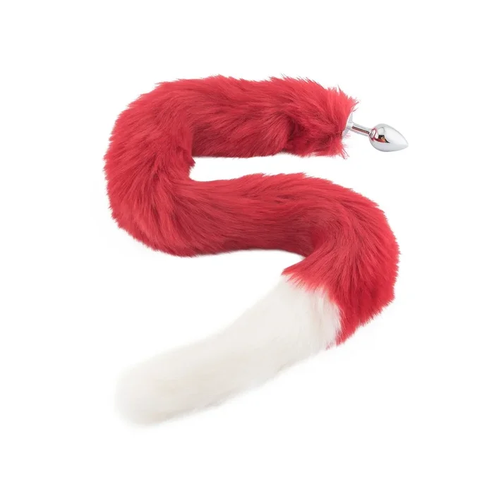 32″ Red With White Fox Tail Plug