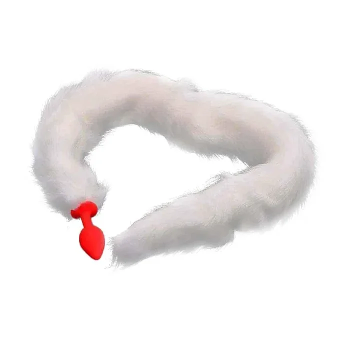 33″ White Fox Tail Silicone Plug