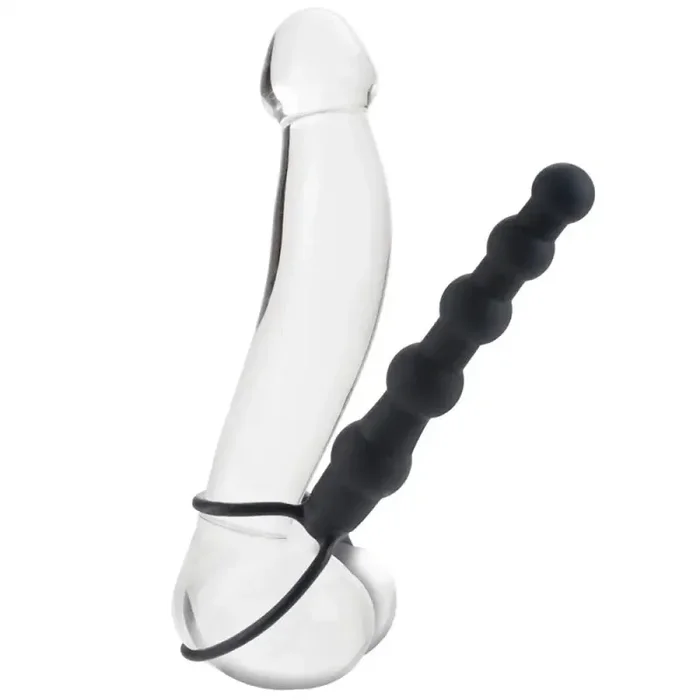 6-inch Colt Silicone Black Bendable Strap on Dildo and Anal Beads