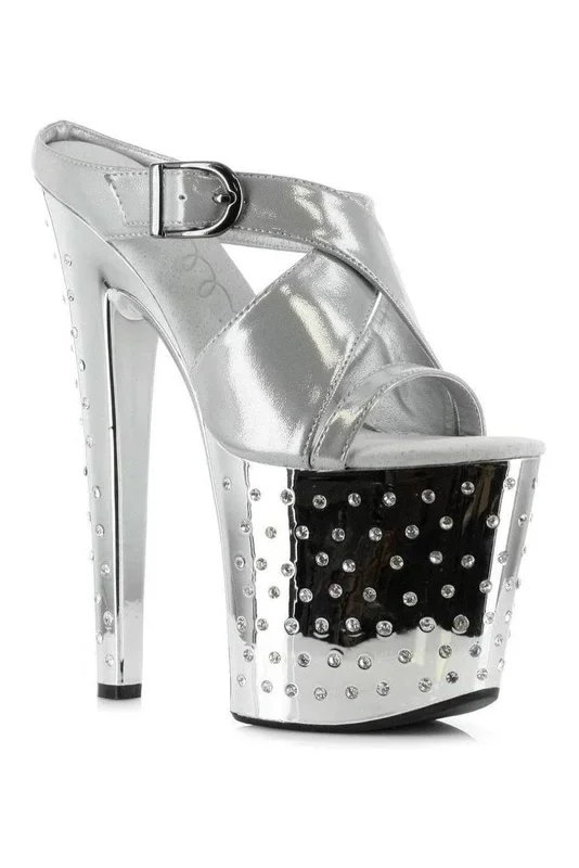 821-SANDRA Platform Sandal | Silver Patent