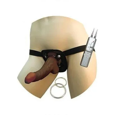 Afro American Whoppers Vibrating Strap-on 8″ w/ Harness