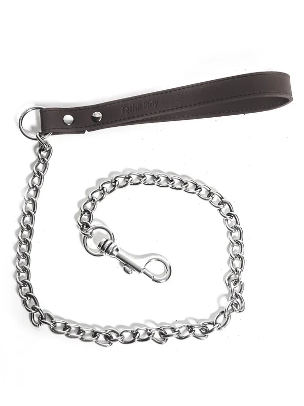 Black Faux Leather Chain Lead