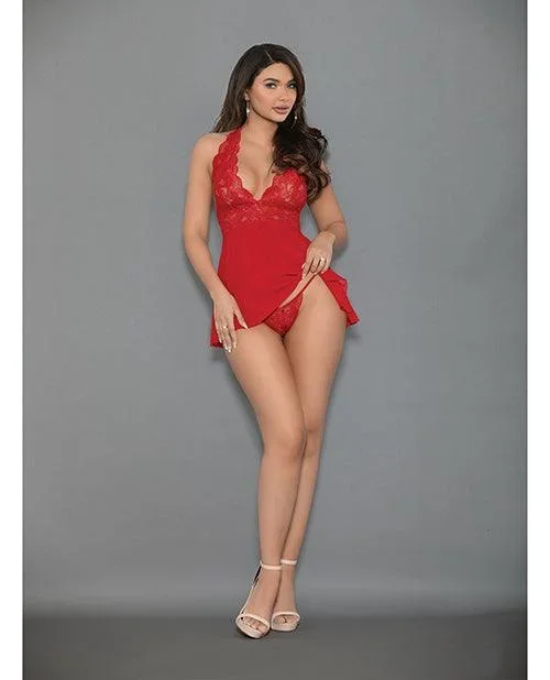 Euphoria Shorty Babydoll & Open Panty Red O-s