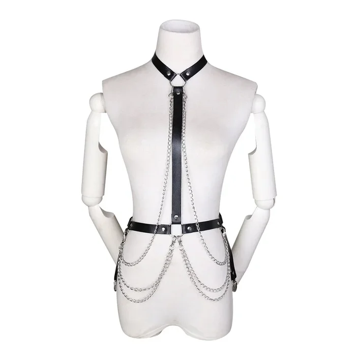 Faux Leather and Chain Harness Top
