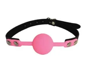 Faux Leather Ball Gag with Silicone Ball – Pink – Love in Leather