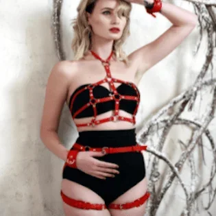 Fetish&Bondage Handmade SM PU Leather Play Suit For Couples Fun Night
