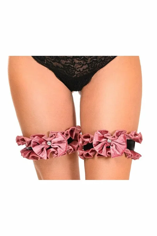 Kitten Collection Dusty Rose Velvet Leg Garters (Set of 2)