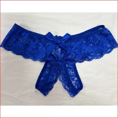 Lace Crutchless G-String Blue 14