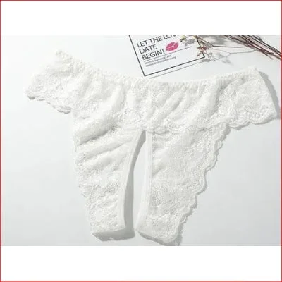 Lace Crutchless White 12-14