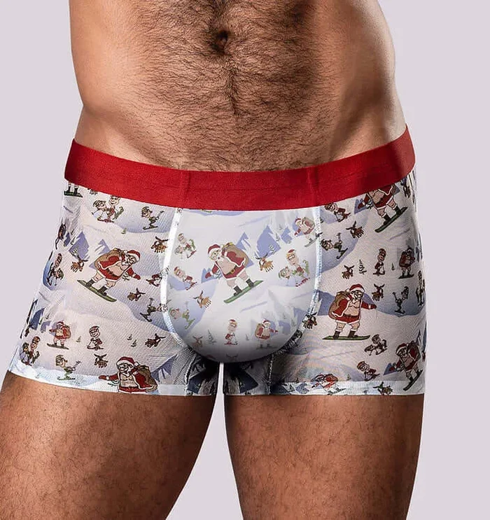 Male Power Christmas Trunks Seamless Sheer Short – Small