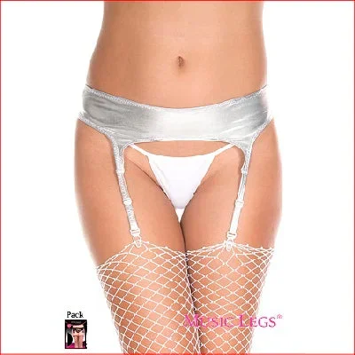 Metallic Garter Belt Silver