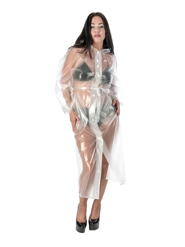 Plastic Tie-Front Mac – Clear