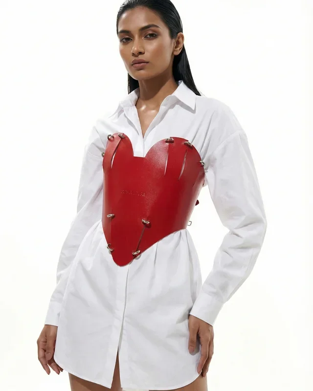 Premium Leather Love Corset – Handcrafted Body Harness