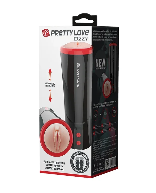 Pretty Love Ozzy Thrusting Male Masturbator w/Flesh Sleeve – Black