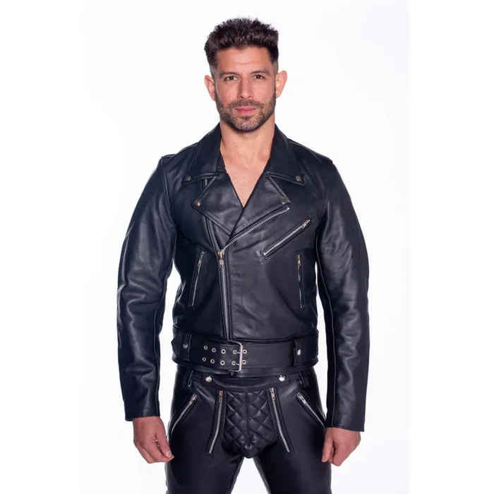 Prowler RED Leather Police Jacket Black