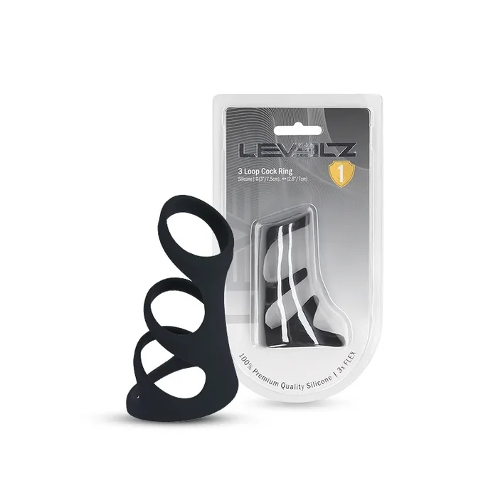 SHOTS LEVELZ 3 Loop Silicone Cock Ring – Black