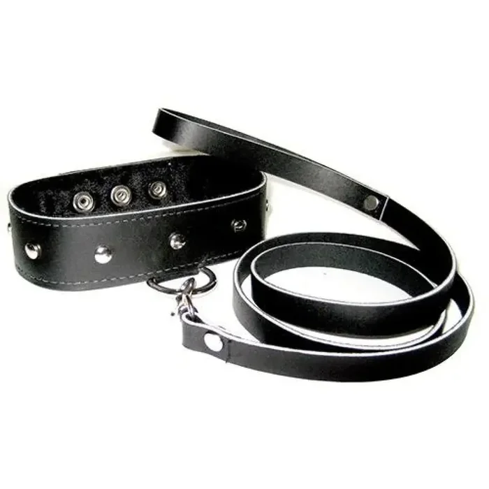 Sportsheets Black Leather Leash and Collar