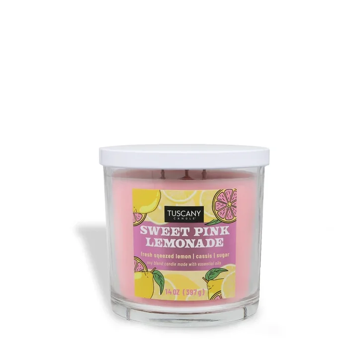 Sweet Pink Lemonade: Lemon & Cassis Scented Spring Candle (14 oz)